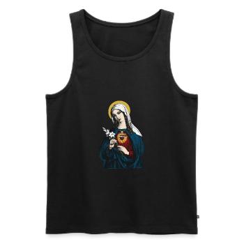 Sainte Vierge Marie avec son Cœur Immaculé - Débardeur bio Premium Homme - noir - Devant - AI Model Male 178 light (178cm)
