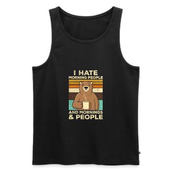 I Hate Morning People Coffee Bear - Männer Premium Bio Tank Top - Schwarz - Vorne - Michal (187cm)