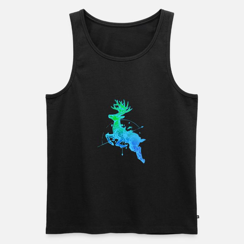 Hirsch mit Kompass - Männer Premium Bio Tank Top - Schwarz