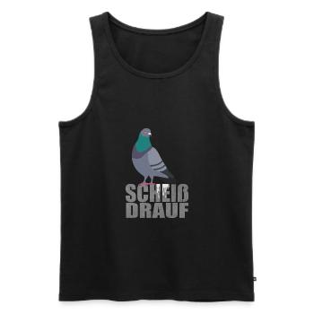 Taube Scheiß drauf - Männer Premium Bio Tank Top - Schwarz - Vorne - AI Model Male 178 light (178cm)