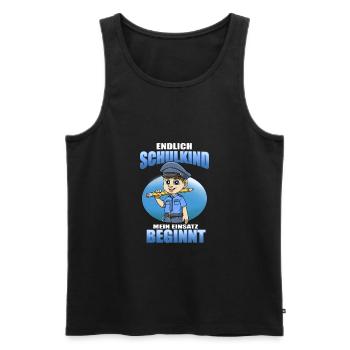 Einschulung Polizei Shirt - Einschulung Vorschule - Männer Premium Bio Tank Top - Schwarz - Vorne - Michal (187cm)