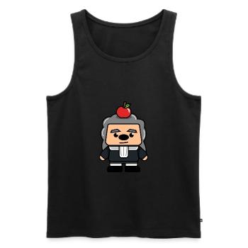 Isaac Newton mit Apfel auf dem Kopf - Männer Premium Bio Tank Top - Schwarz - Vorne - AI Model Male 178 light (178cm)