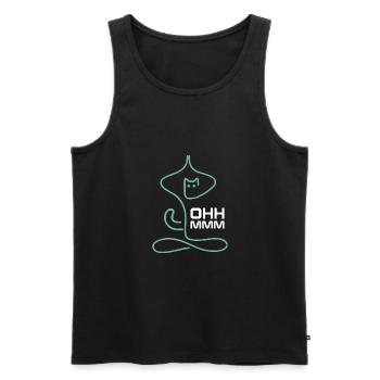 Ohmmm Cat Yoga Meditating Meditation Line Art - Men's Premium Organic Tank Top - black - Front - AI Model Male 178 light (178cm)