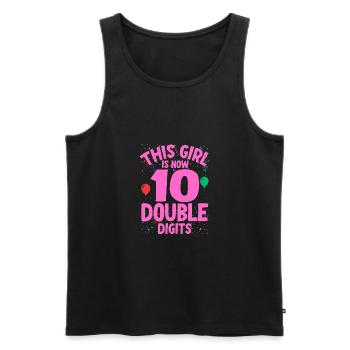 Fille du 10e anniversaire - Débardeur bio Premium Homme - noir - Devant - AI Model Male 178 light (178cm)