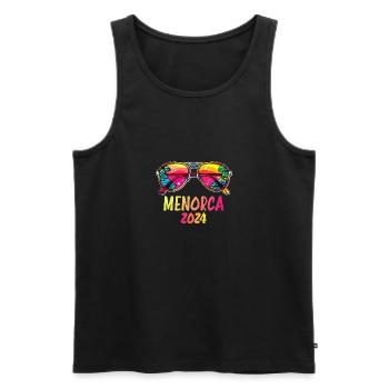 Menorca 2024 Urlaubs Sonnenbrille - Männer Premium Bio Tank Top - Schwarz - Vorne - AI Model Male 178 light (178cm)