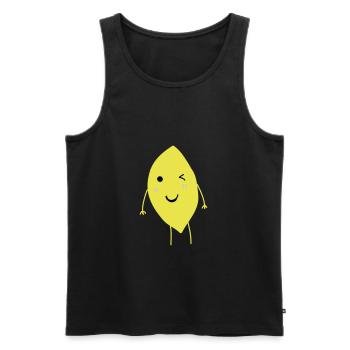 Winking Lemon - Men's Premium Organic Tank Top - black - Front - AI Model Male 178 light (178cm)