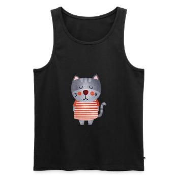 Zuckersüße Katze - Männer Premium Bio Tank Top - Schwarz - Vorne - AI Model Male 178 light (178cm)