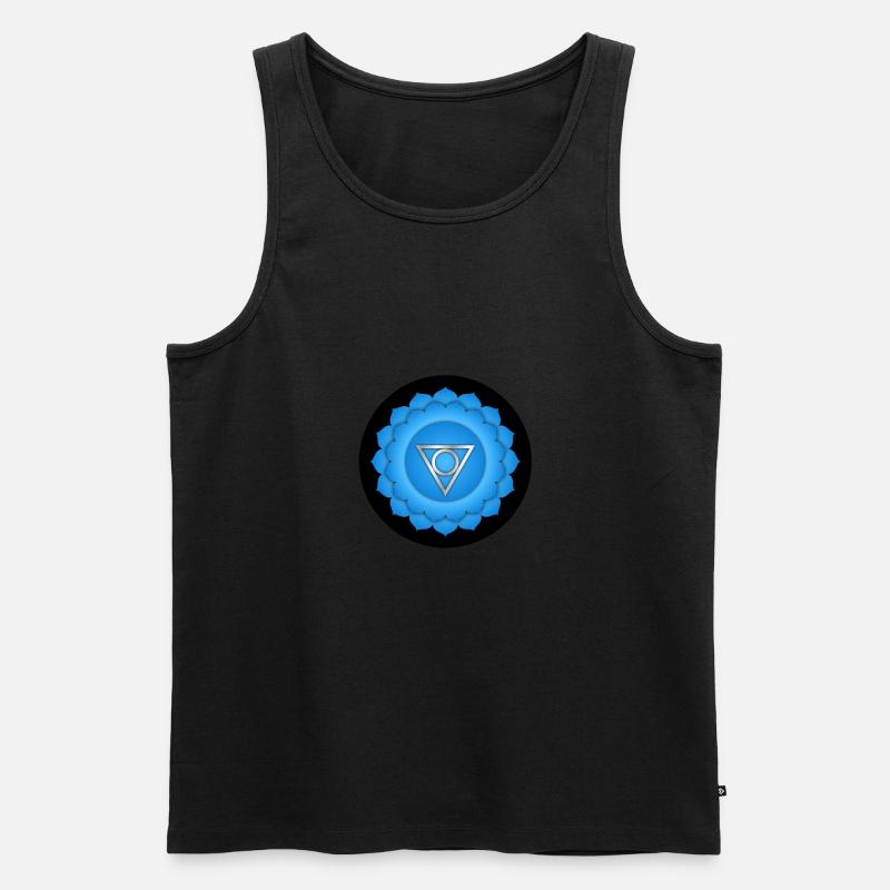 5. Chakra Visuddha Halschakra Kehlchakra - Männer Premium Bio Tank Top - Schwarz