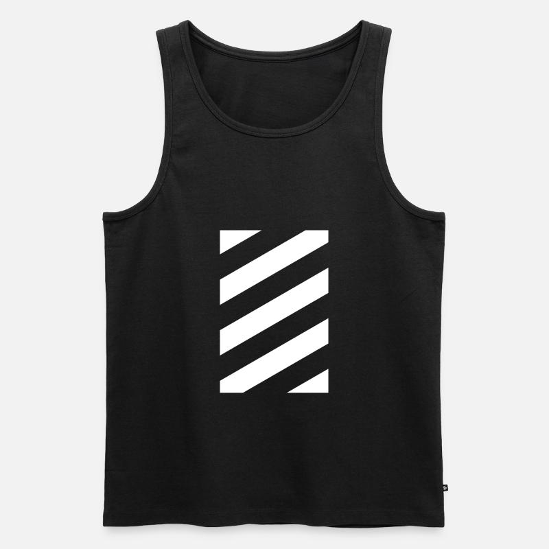 Design minimaliste - Rayures Blanches Diagonal - Débardeur bio Premium Homme - noir