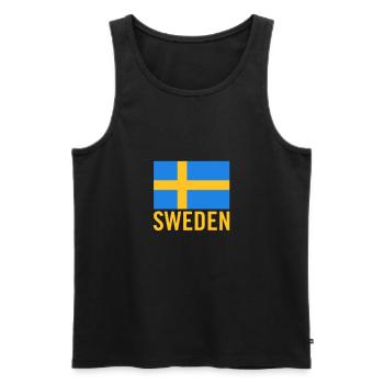 Suède avec drapeau suédois - Débardeur bio Premium Homme - noir - Devant - Michal (187cm)