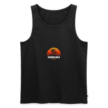 Retro Honolulu Oahu Hawaii Sunset Cool Vintage - Men's Premium Organic Tank Top - black - Front - Michal (187cm)