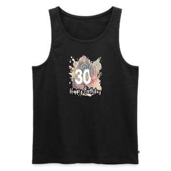 Geburtstag 30 Jahre Splash Grunge Neon Farbklecks - Männer Premium Bio Tank Top - Schwarz - Vorne - AI Model Male 178 light (178cm)
