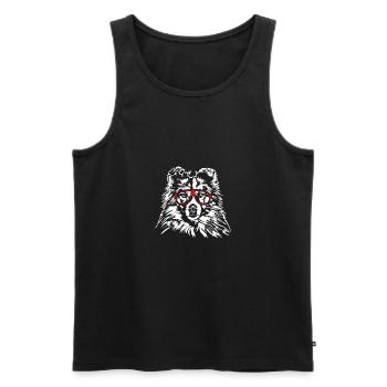 SHETLAND SHEEPDOG Sheltie Lunettes Chiens Wilsigns - Débardeur bio Premium Homme - noir - Devant - AI Model Male 178 light (178cm)
