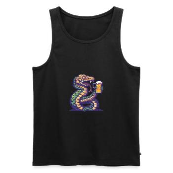 Schlange Kobra Bier Pixel - Männer Premium Bio Tank Top - Schwarz - Vorne - AI Model Male 178 light (178cm)
