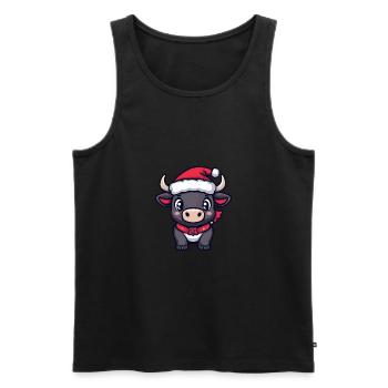 Stier Weihnachten Niedlich - Männer Premium Bio Tank Top - Schwarz - Vorne - Michal (187cm)