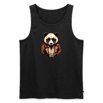 Panda Noble - Panda avec veste - Lunettes de soleil - Débardeur bio Premium Homme - noir - Devant - AI Model Male 178 light (178cm)