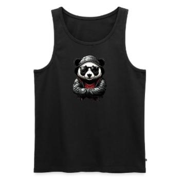 Panda Hoodie - Cool Panda - Men's Premium Organic Tank Top - black - Front - AI Model Male 178 light (178cm)