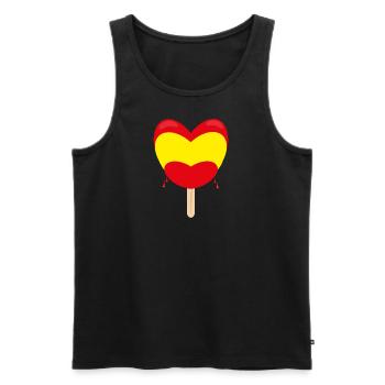Flagge von Spanien mit Herz und Eis: - Männer Premium Bio Tank Top - Schwarz - Vorne - Michal (187cm)