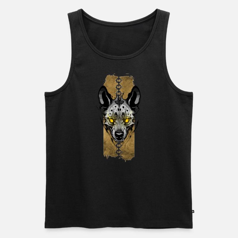Wachsame Hyäne - Männer Premium Bio Tank Top - Schwarz