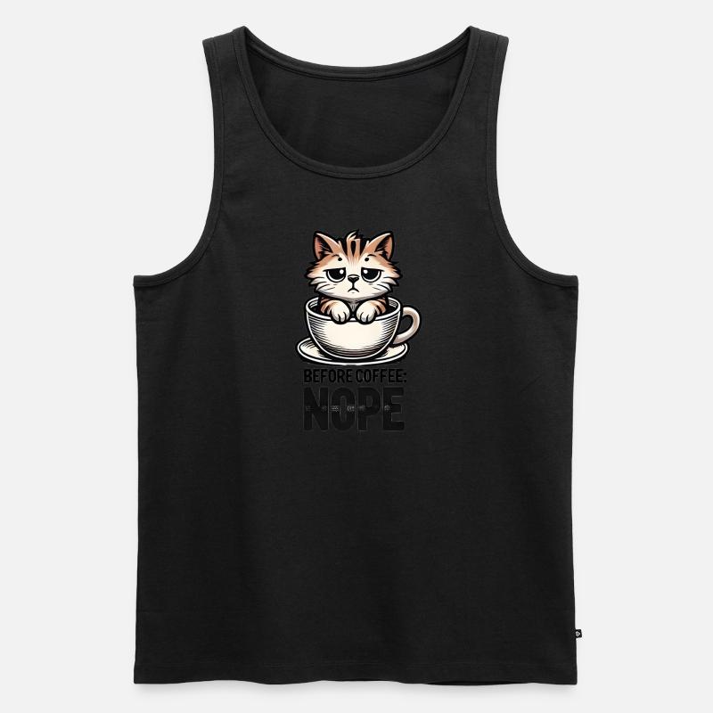 Before Coffee, No - Männer Premium Bio Tank Top - Schwarz