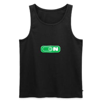 ON/OFF Switch EIN/AUS Schalter - Männer Premium Bio Tank Top - Schwarz - Vorne - AI Model Male 178 light (178cm)
