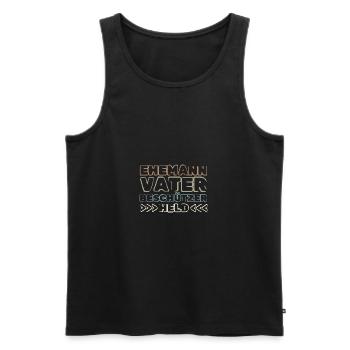 Husband Father Protector Hero Men's Day Saying - Men's Premium Organic Tank Top - black - Front - AI Model Male 178 light (178cm)