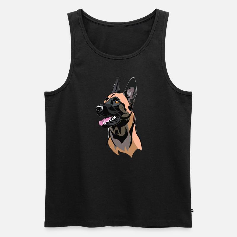 Malinois Hundekopf - Männer Premium Bio Tank Top - Schwarz