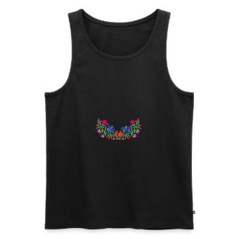 ungarische blumen,Ranke,floral,blau,Blumen - Männer Premium Bio Tank Top - Schwarz - Vorne - AI Model Male 178 light (178cm)