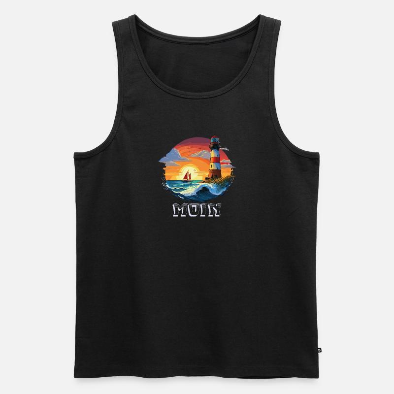 Moin Leuchtturm - Männer Premium Bio Tank Top - Schwarz