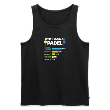 Padel Paddle Racket Tennis Sport I Gift - Men's Premium Organic Tank Top - black - Front - Michal (187cm)