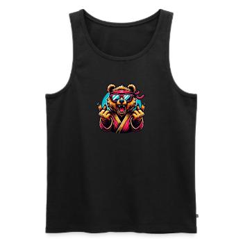 Cool Karate Bear With Sunglasses And Headband - Men's Premium Organic Tank Top - black - Front - AI Model Male 178 light (178cm)