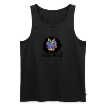 The Wolf – Vibrant Geometric Animal Art - Men's Premium Organic Tank Top - black - Front - Michal (187cm)