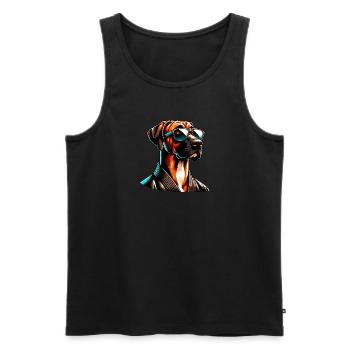 Karate Rodesian Ridgeback Mit Sonnenbrille - Männer Premium Bio Tank Top - Schwarz - Vorne - AI Model Male 178 light (178cm)