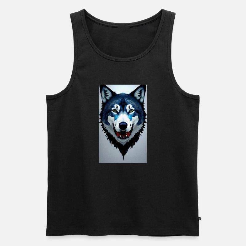 blauer Wolf - Männer Premium Bio Tank Top - Schwarz