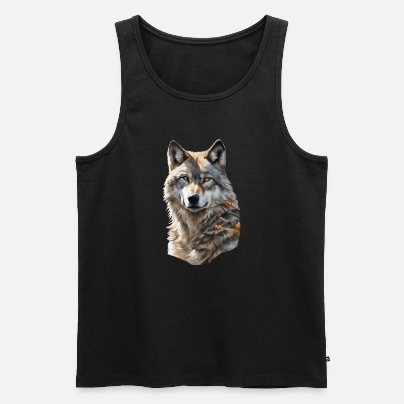 Wolf - Männer Premium Bio Tank Top - Schwarz