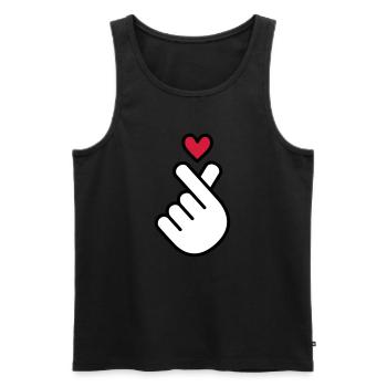 Coeur K-pop, symbole de la musique pop Corée K, doigt, main - Débardeur bio Premium Homme - noir - Devant - AI Model Male 178 light (178cm)