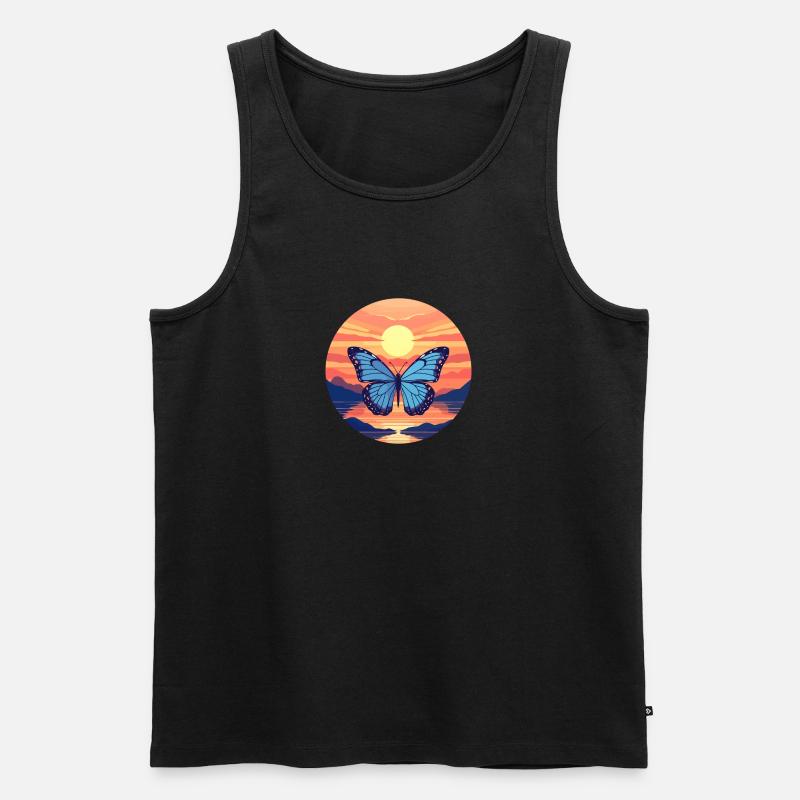 Blauer Morpho-Schmetterling - Männer Premium Bio Tank Top - Schwarz