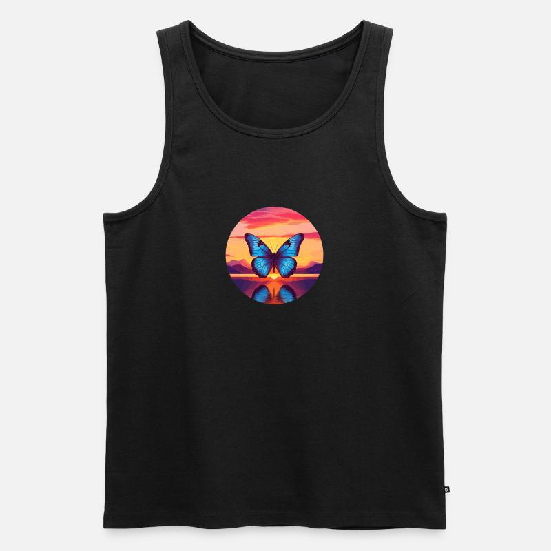 Blauer Morpho-Schmetterling - Männer Premium Bio Tank Top - Schwarz
