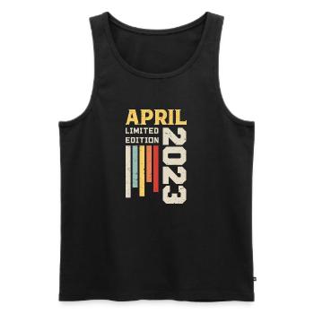 April 2023 - Geburtstagsgeschenk April 2023 April - Männer Premium Bio Tank Top - Schwarz - Vorne - Michal (187cm)