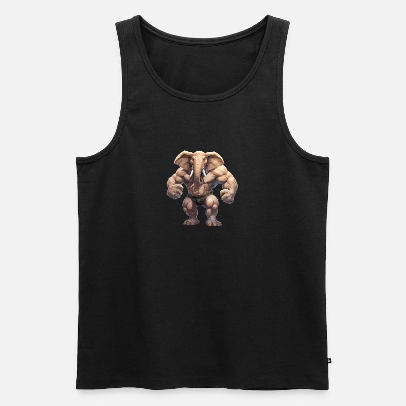 Bodybuilder Elefant - Männer Premium Bio Tank Top - Schwarz