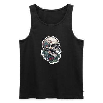 Conception de crâne d’impression de tatouage - Débardeur bio Premium Homme - noir - Devant - Michal (187cm)