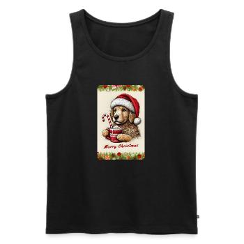Weihnachts-Welpe mit heißer Schokolade - Männer Premium Bio Tank Top - Schwarz - Vorne - AI Model Male 178 light (178cm)