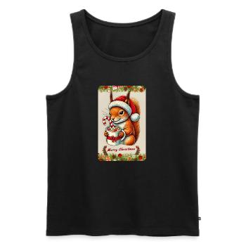Weihnachts-Eichhörnchen mit heißer Schokolade - Männer Premium Bio Tank Top - Schwarz - Vorne - AI Model Male 178 light (178cm)
