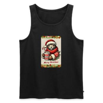 Weihnachts-Otter mit heißer Schokolade - Männer Premium Bio Tank Top - Schwarz - Vorne - AI Model Male 178 light (178cm)