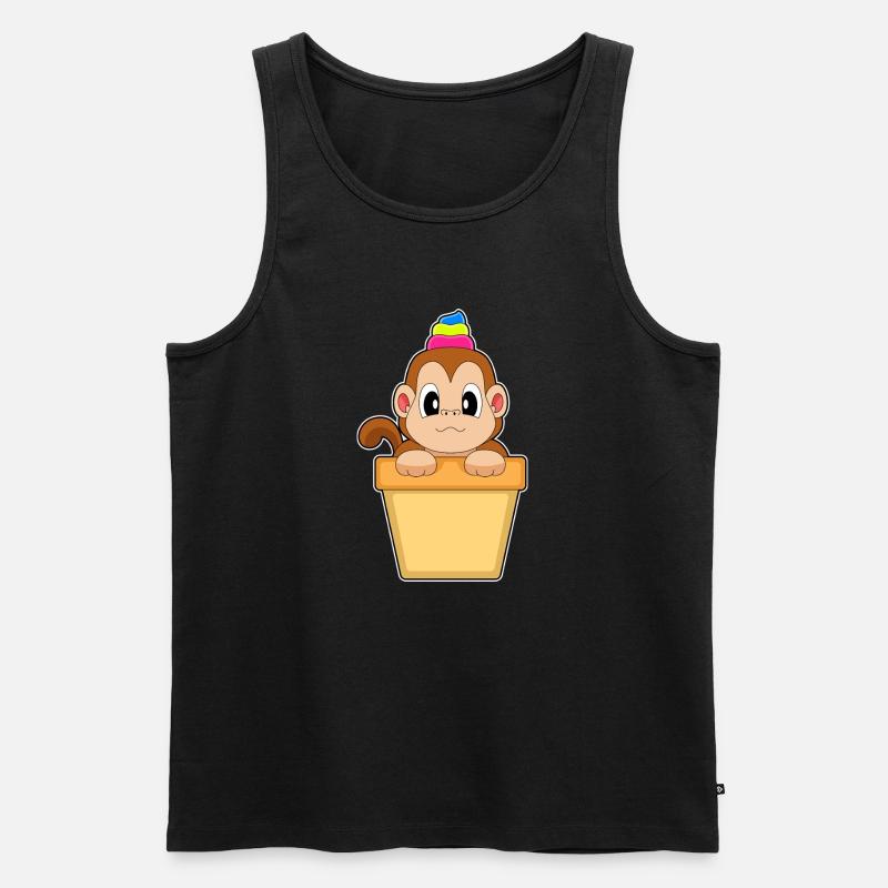 Affe Eisbecher - Männer Premium Bio Tank Top - Schwarz