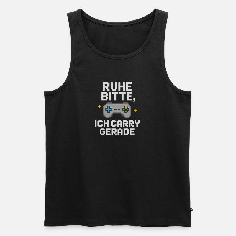 Silence Please Pixel Controller Graphics - Men's Premium Organic Tank Top - black