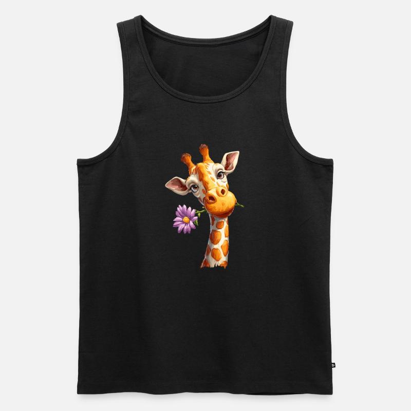 Giraffe mit Blume - Männer Premium Bio Tank Top - Schwarz