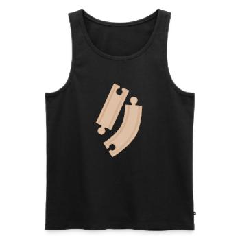 Wooden Curves Puzzle Pattern Rails - Men's Premium Organic Tank Top - black - Front - AI Model Male 178 light (178cm)