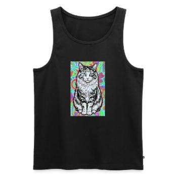 cat - Men's Premium Organic Tank Top - black - Front - Michal (187cm)
