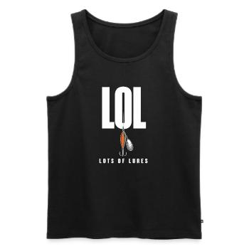 LOL Beaucoup de leurres, motif drôle de pêcheur pour - Débardeur bio Premium Homme - noir - Devant - Michal (187cm)